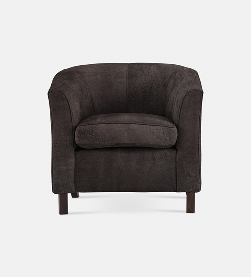 Debbie Leather Tub Chair (Dark Leg)